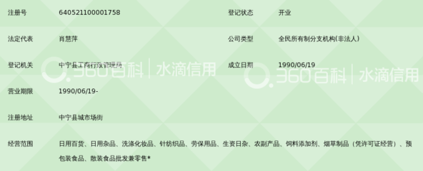 宁夏回族自治区盐业公司中卫市中宁配送中心副食商店
